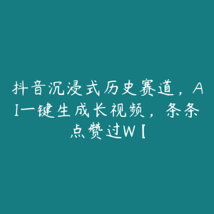 抖音沉浸式历史赛道,AI一键生成长视频,条条点赞过W【-51自学联盟