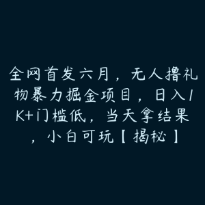 全网首发六月,无人撸礼物暴力掘金项目,日入1K+门槛低,当天拿结果,小白可玩【揭秘】-51自学联盟