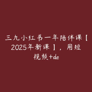 三九小红书一年陪伴课【2025年新课】，用短视频+de-51自学联盟