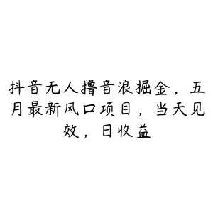 抖音无人撸音浪掘金,五月最新风口项目,当天见效,日收益-51自学联盟
