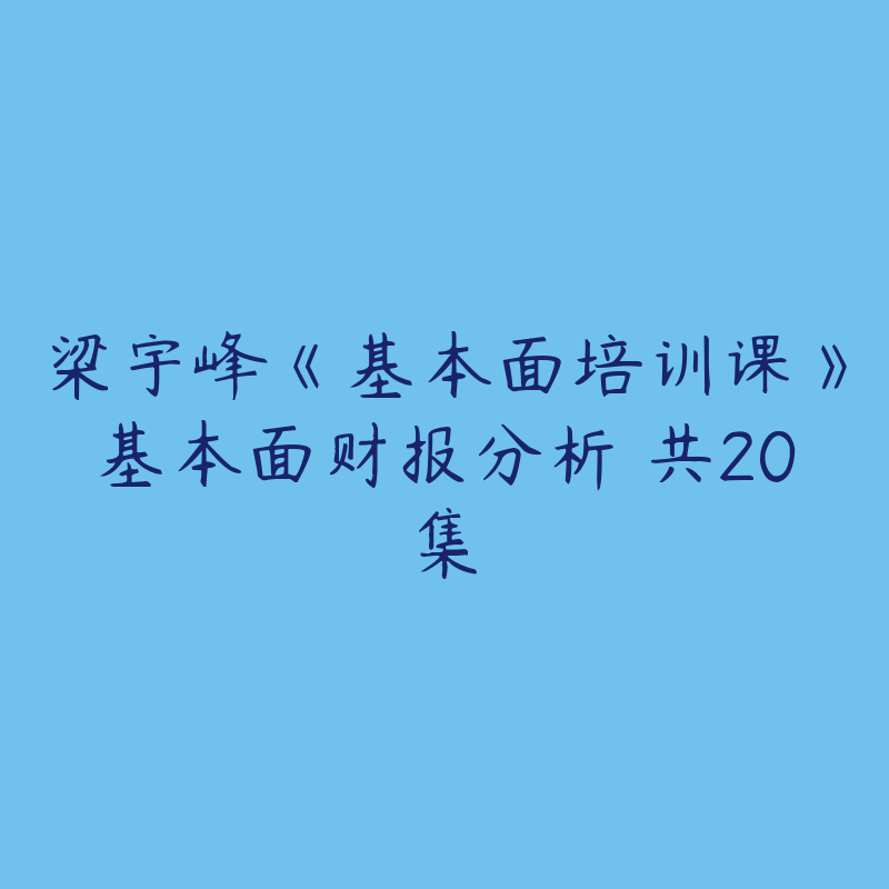 梁宇峰《基本面培训课》基本面财报分析 共20集