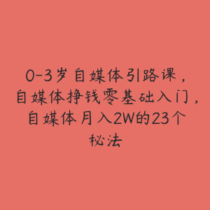 0-3岁自媒体引路课，自媒体挣钱零基础入门，自媒体月入2W的23个秘法-51自学联盟