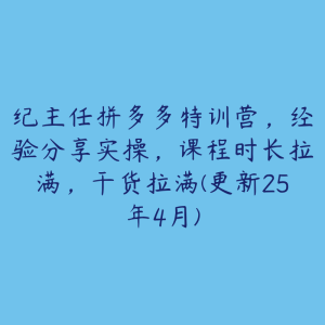 纪主任拼多多特训营,经验分享实操,课程时长拉满,干货拉满(更新25年4月)-51自学联盟