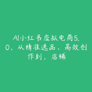 AI小红书虚拟电商5.0,从精准选品、高效创作到,店铺-51自学联盟