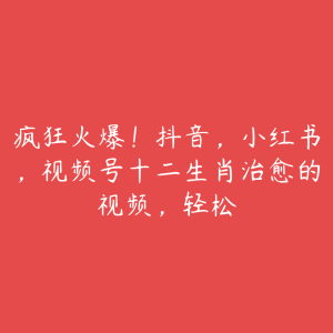 疯狂火爆!抖音,小红书,视频号十二生肖治愈的视频,轻松-51自学联盟