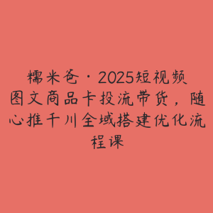 糯米爸·2025短视频图文商品卡投流带货，随心推千川全域搭建优化流程课-51自学联盟