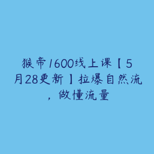 猴帝1600线上课【5月28更新】拉爆自然流，做懂流量-51自学联盟