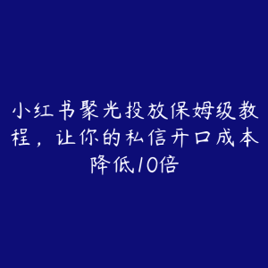 小红书聚光投放保姆级教程,让你的私信开口成本降低10倍-51自学联盟