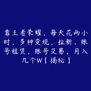 靠王者荣耀，每天花两小时，多种变现，拉新、账号租赁，账号交易，月入几个W【揭秘】-51自学联盟