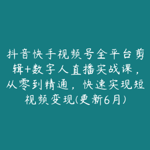 抖音快手视频号全平台剪辑+数字人直播实战课，从零到精通，快速实现短视频变现(更新6月)-51自学联盟
