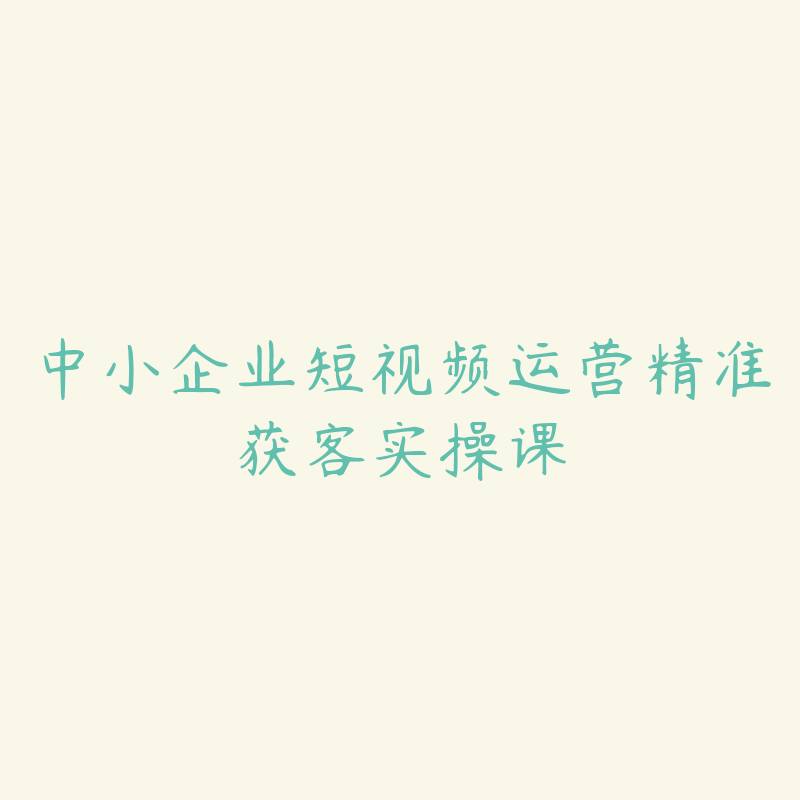 中小企业短视频运营精准获客实操课