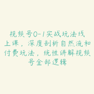 视频号0-1实战玩法线上课,深度剖析自然流和付费玩法,统性讲解视频号全部逻辑-51自学联盟