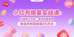 小红书爆量实战课:AI选品工作流,素材批量处理,单店月利润突破25万元-51自学联盟
