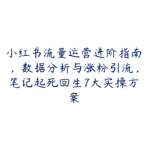小红书流量运营进阶指南，数据分析与涨粉引流，笔记起死回生7大实操方案-51自学联盟