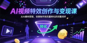 AI视频特效创作与变现课:从AI素材获取、创意制作到流量转化的完整闭环-51自学联盟