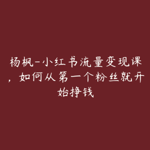 杨枫-小红书流量变现课，如何从第一个粉丝就开始挣钱-51自学联盟