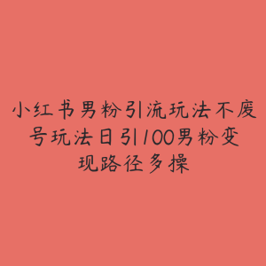 小红书男粉引流玩法不废号玩法日引100男粉变现路径多操-51自学联盟
