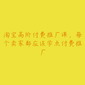 淘宝高阶付费推广课，每个卖家都应该学点付费推广-51自学联盟