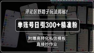 评论区野路子玩法揭秘!单账号日引300+精准粉,附赠高转化私信模板,直…-51自学联盟