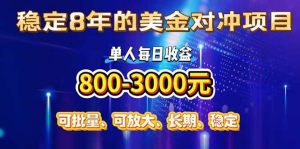 稳定8年的美金对冲创业项目，单人每日收益800-3000，小众暴力项目-51自学联盟