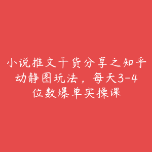 小说推文干货分享之知乎动静图玩法,每天3-4位数爆单实操课-51自学联盟