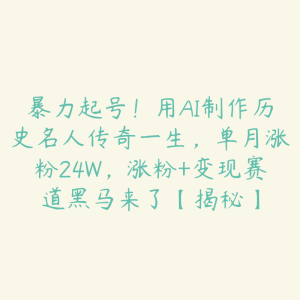 暴力起号!用AI制作历史名人传奇一生,单月涨粉24W,涨粉+变现赛道黑马来了【揭秘】-51自学联盟