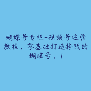 蝴蝶号专栏-视频号运营教程，零基础打造挣钱的蝴蝶号，1-51自学联盟
