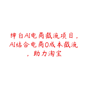 绅白AI电商截流项目,AI结合电商0成本截流,助力淘宝-51自学联盟