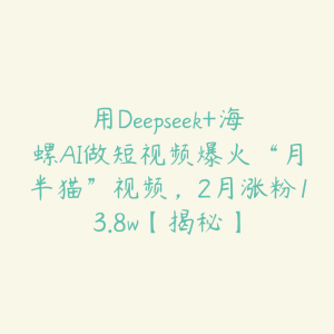 用Deepseek+海螺AI做短视频爆火“月半猫”视频，2月涨粉13.8w【揭秘】-51自学联盟