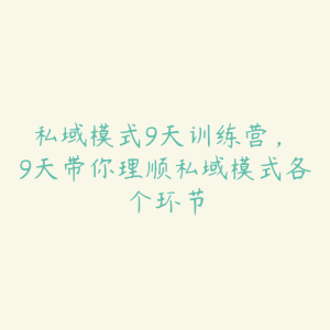 私域模式9天训练营，​9天带你理顺私域模式各个环节-51自学联盟