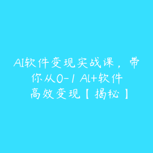 AI软件变现实战课,带你从0-1 Al+软件 高效变现【揭秘】-51自学联盟