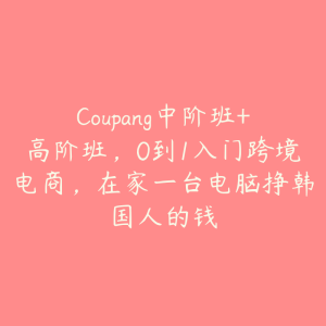 Coupang中阶班+高阶班,0到1入门跨境电商,在家一台电脑挣韩国人的钱-51自学联盟
