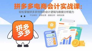 拼多多电商会计实战课：轻松掌握拼多多特有的会计逻辑与数据分析能力-51自学联盟