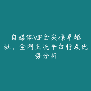 自媒体VIP全实操卓越班，全网主流平台特点优势分析-51自学联盟