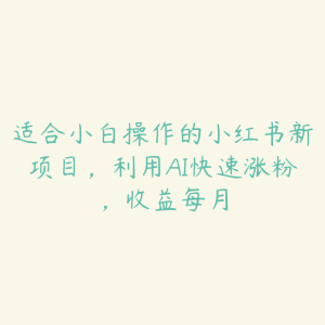 适合小白操作的小红书新项目,利用AI快速涨粉,收益每月-51自学联盟