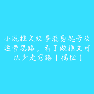 小说推文故事混剪起号及运营思路,看了做推文可以少走弯路【揭秘】-51自学联盟