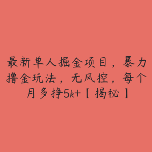最新单人掘金项目，暴力撸金玩法，无风控，每个月多挣5k+【揭秘】-51自学联盟