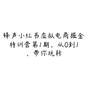 锋声小红书虚拟电商掘金特训营第1期,从0到1,带你玩转-51自学联盟