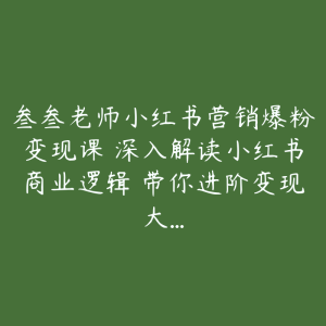 叁叁老师小红书营销爆粉变现课 深入解读小红书商业逻辑 带你进阶变现大…-51自学联盟