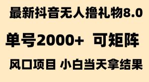 抖音无人撸礼物8.0玩法 全新风口 见效果快 全无人 单号当天产出2000+-51自学联盟