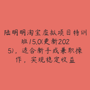 陆明明淘宝虚拟项目特训班15.0(更新2025)，适合新手或兼职操作，实现稳定收益-51自学联盟