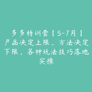 多多特训营【5-7月】产品决定上限，方法决定下限，各种玩法技巧落地实操-51自学联盟