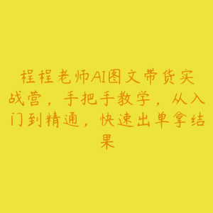 程程老师AI图文带货实战营,手把手教学,从入门到精通,快速出单拿结果-51自学联盟