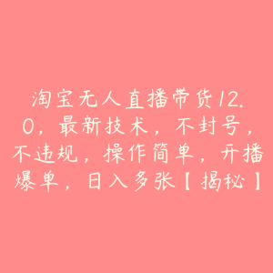 淘宝无人直播带货12.0，最新技术，不封号，不违规，操作简单，开播爆单，日入多张【揭秘】-51自学联盟