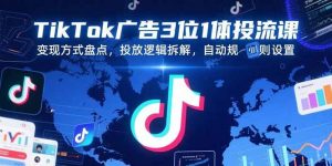 TikTok广告3位1体投流课,变现方式盘点,投放逻辑拆解,自动规则设置-51自学联盟