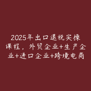 2025年出口退税实操课程,外贸企业+生产企业+进口企业+跨境电商-51自学联盟