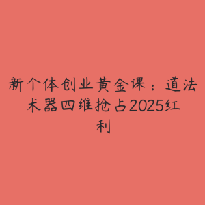 新个体创业黄金课:道法术器四维抢占2025红利-51自学联盟