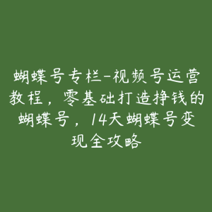 蝴蝶号专栏-视频号运营教程,零基础打造挣钱的蝴蝶号,14天蝴蝶号变现全攻略-51自学联盟