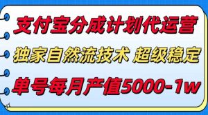 支付宝分成计划代运营，最新自然流技术，收益稳定，单号月产5000＋！-51自学联盟