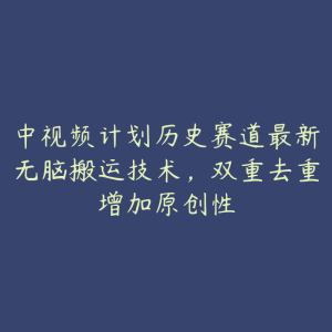 中视频计划历史赛道最新无脑搬运技术，双重去重增加原创性-51自学联盟